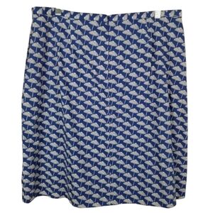 Boden Womens A Line Mini Skirt Size 12 Blue White Novelty Print Cotton Umbrellas